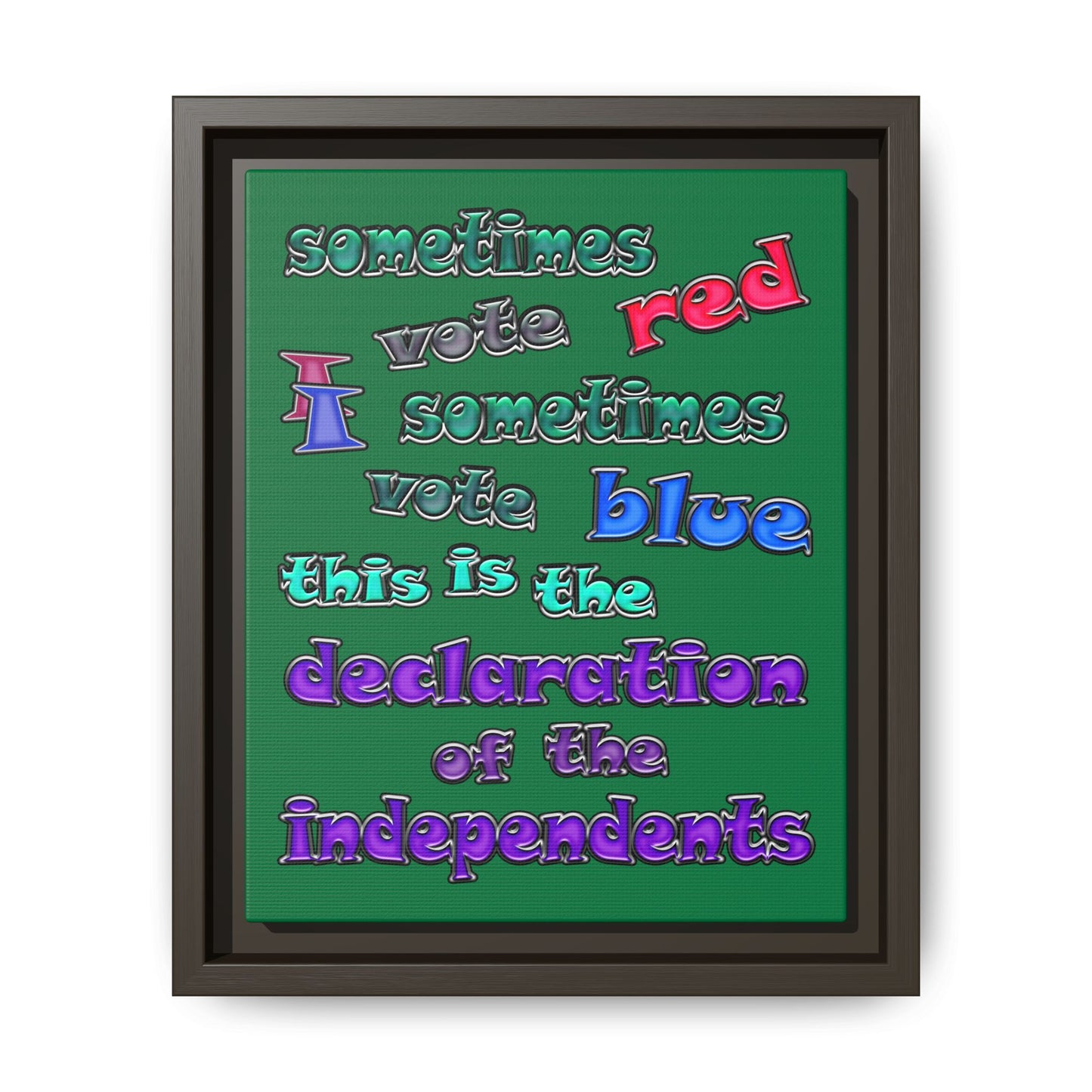 declaration of the independents - framed canvas art (dark green)