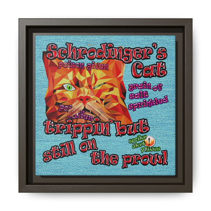 schrodinger's cat - framed canvas art (faded blue)