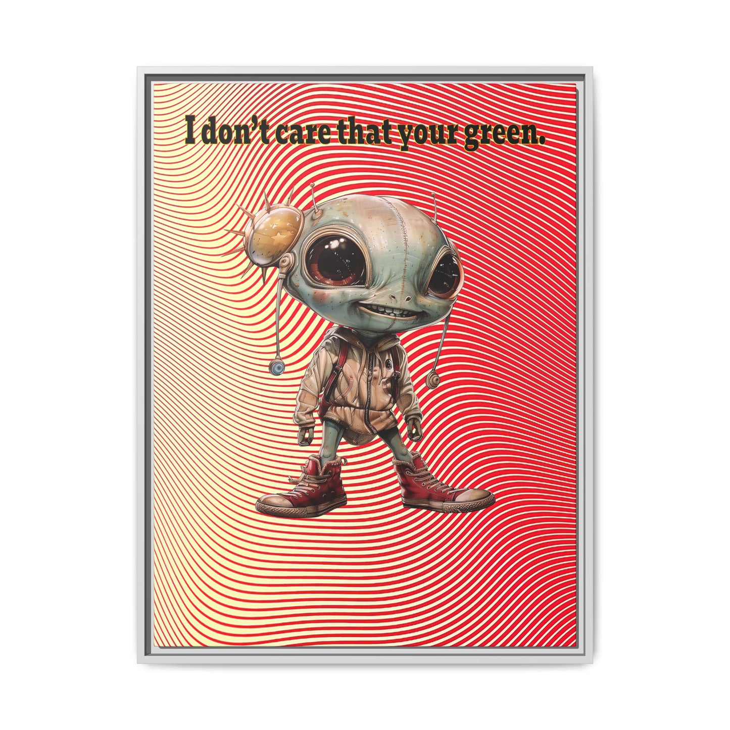 I don't care that your green - framed canvas art (yellow-orange wave)
