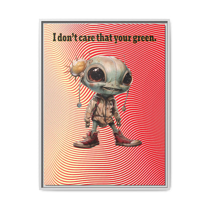 I don't care that your green - framed canvas art (yellow-orange wave)
