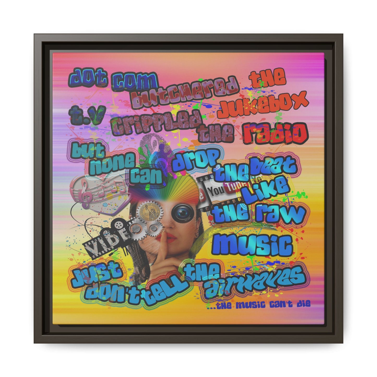 drop the beat - framed canvas art (color blur)