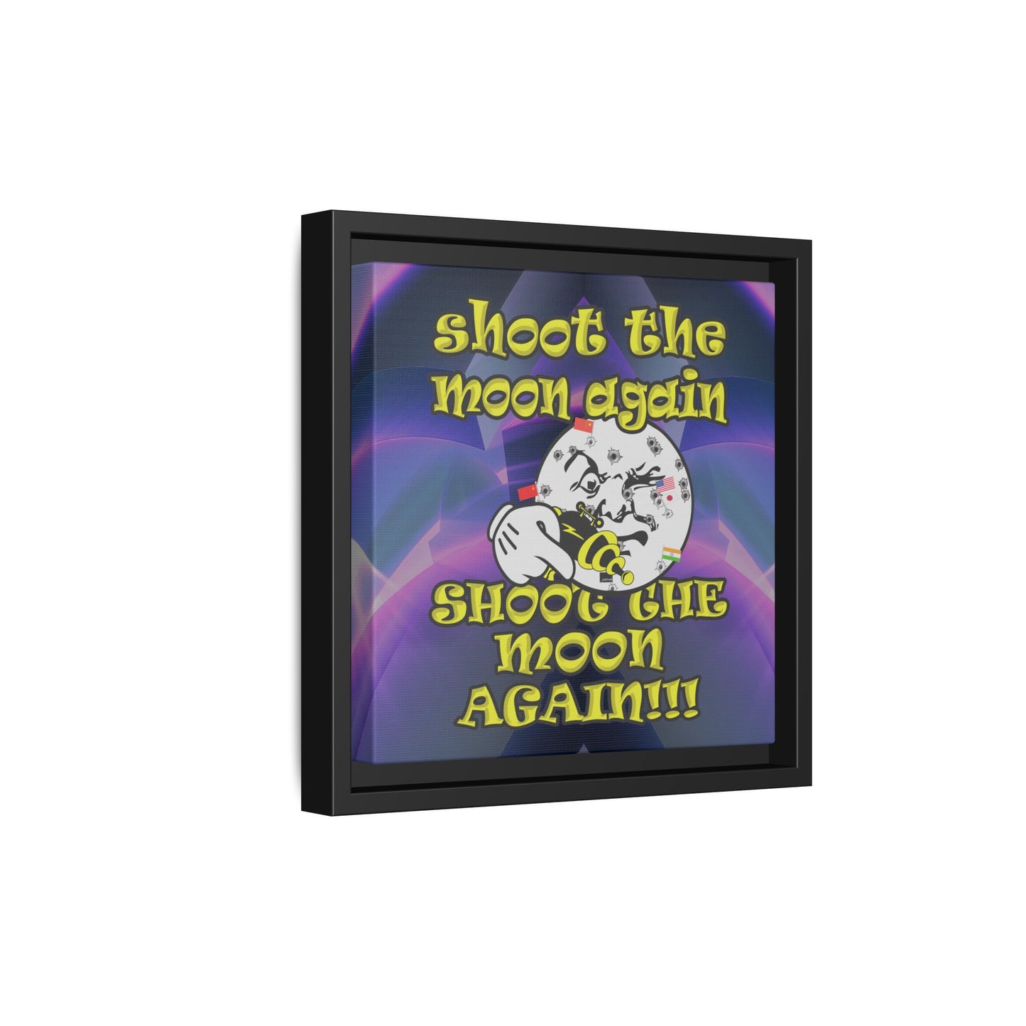 shoot the moon again - framed canvas art (grey-pink wave)