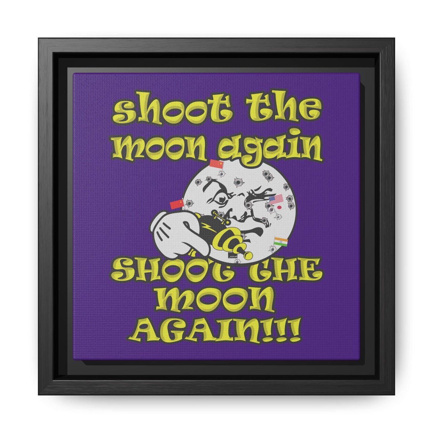 shoot the moon again - framed canvas art (purple)