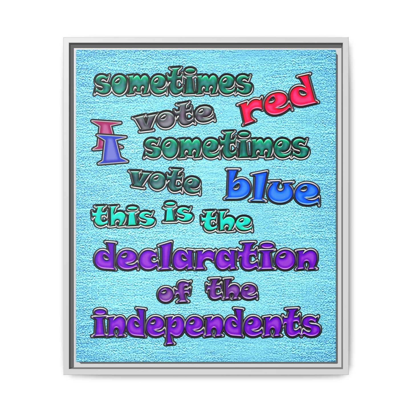 declaration of the independents - framed canvas art (faded blue)