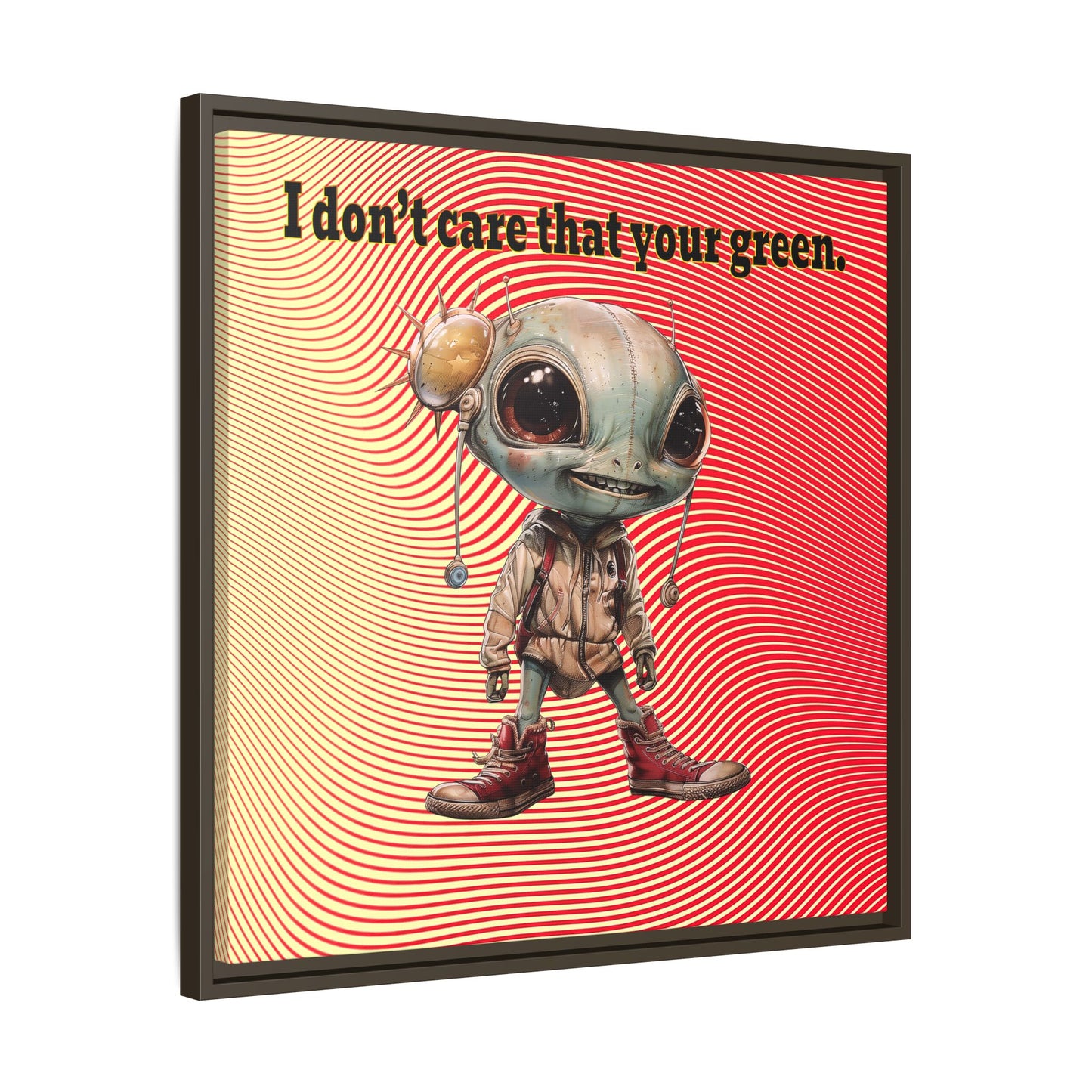 I don't care that your green - framed canvas art (yellow-orange wave)