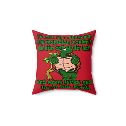 turtle race - Spun Polyester Square Pillow - (dark red)
