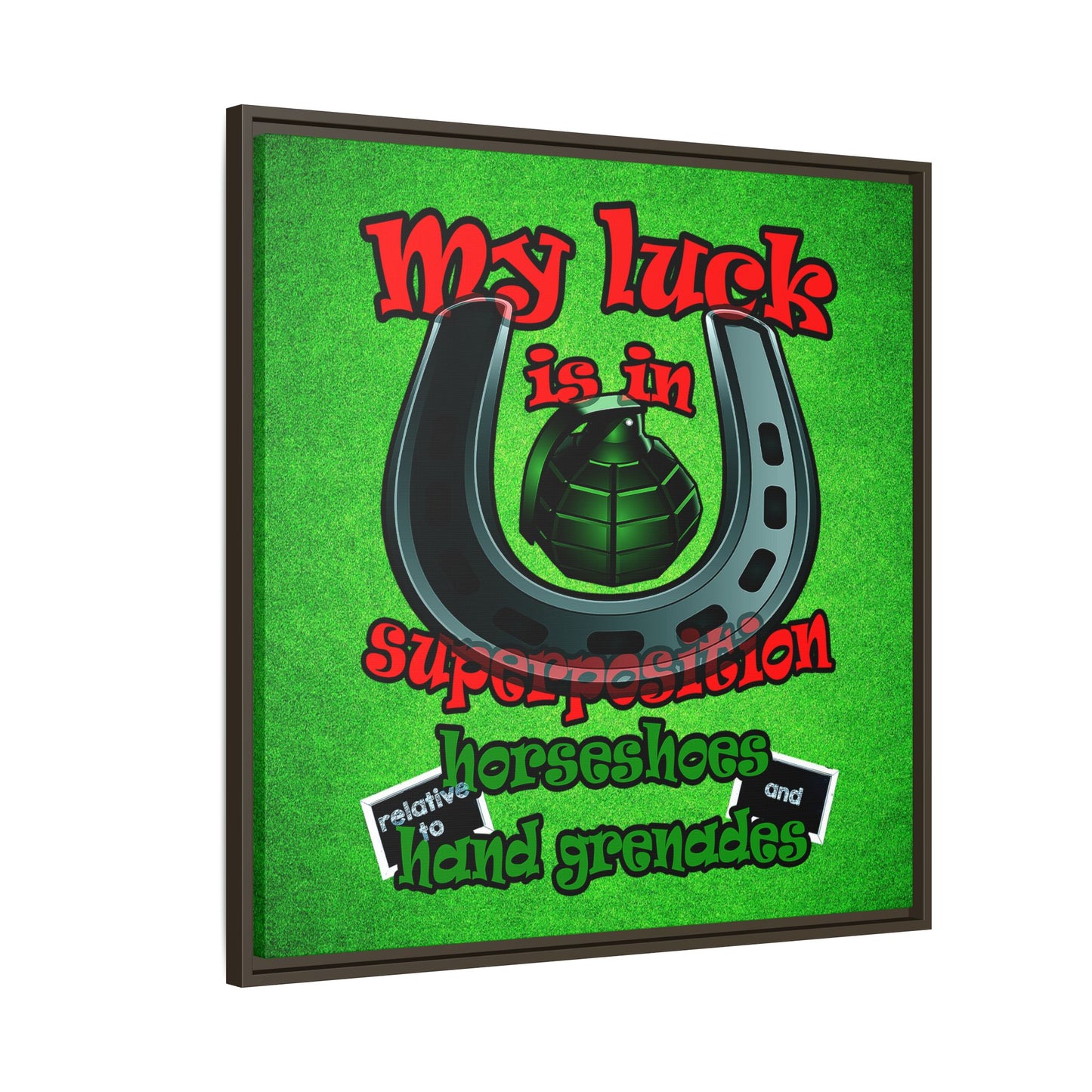 my luck - framed canvas art (green turf)