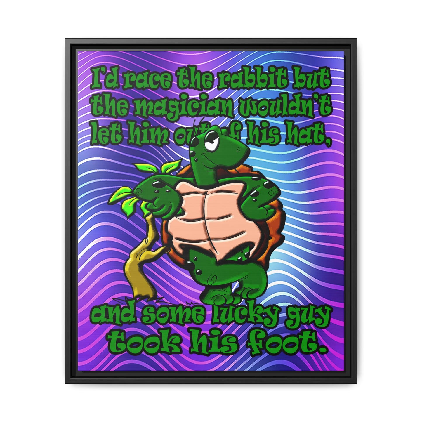 turtle race - framed canvas art (purple wave)