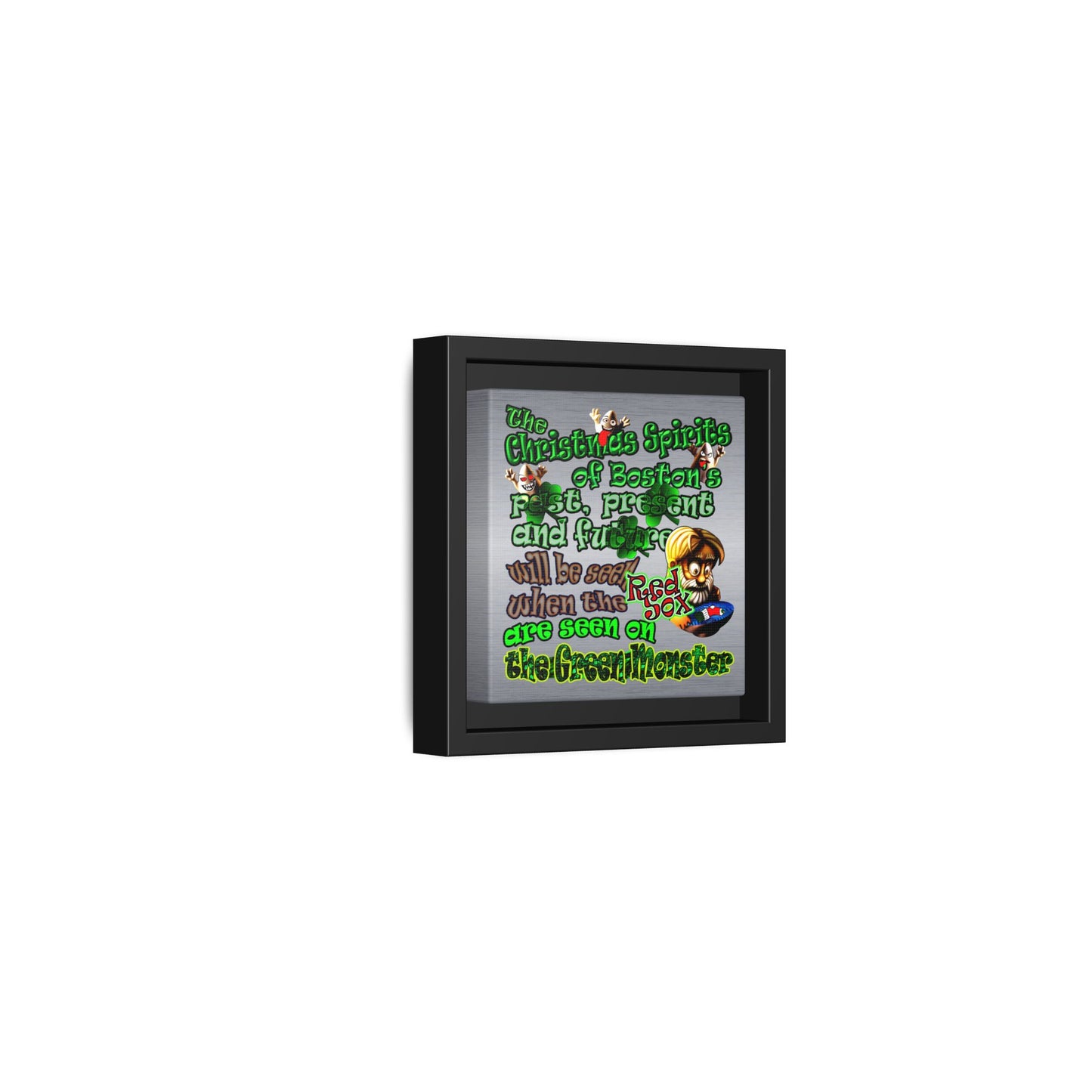 christmas spirits of boston - framed canvas art (brushed nickel)