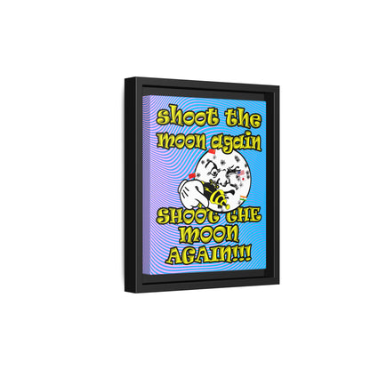 shoot the moon again - framed canvas art (light blue-purple wave)