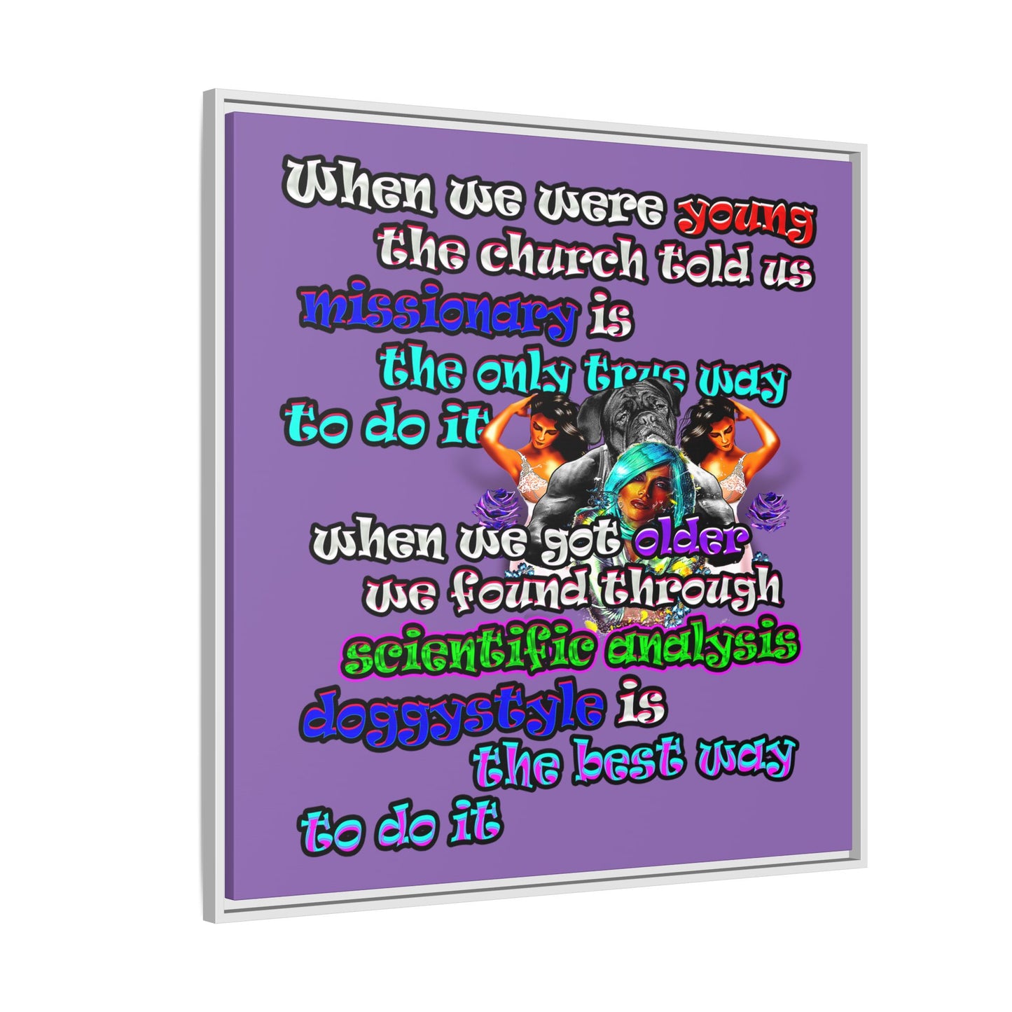 doggystyle - framed canvas art (light purple)