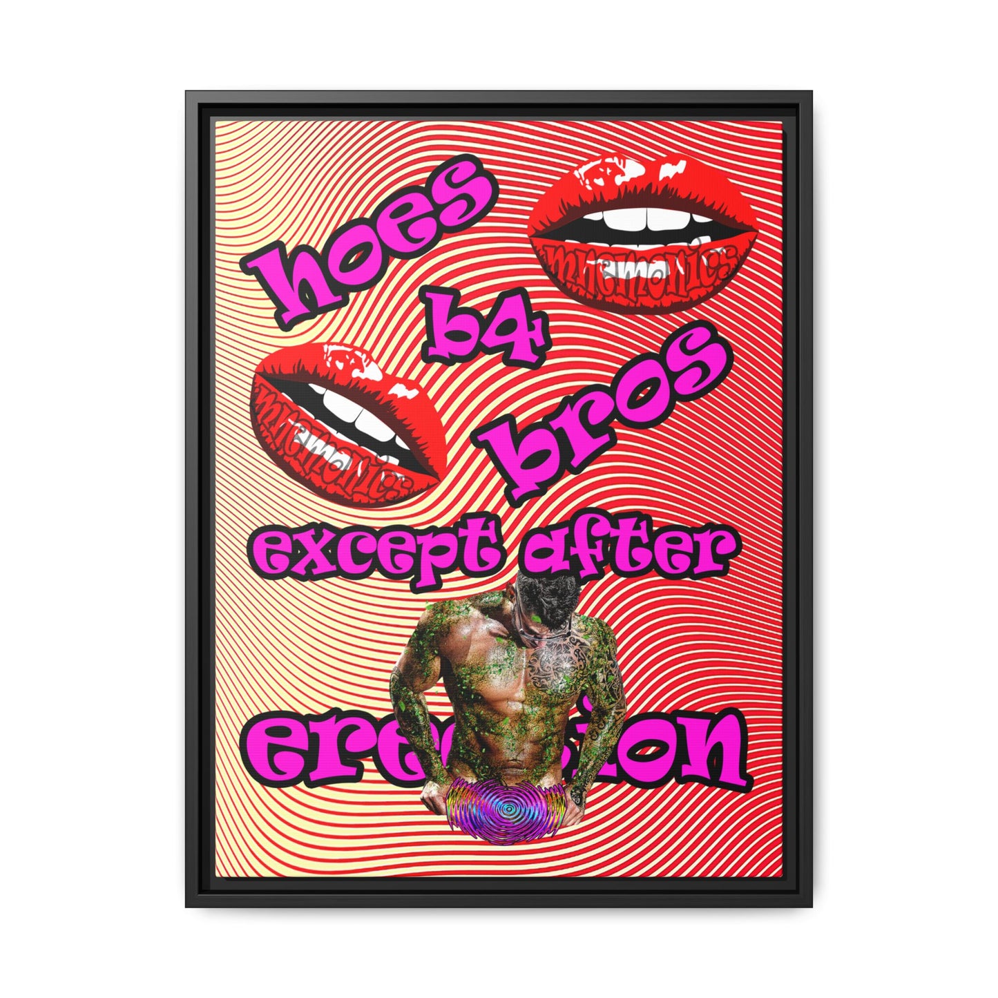 hoes b4 bros - framed canvas art (yellow-orange wave)