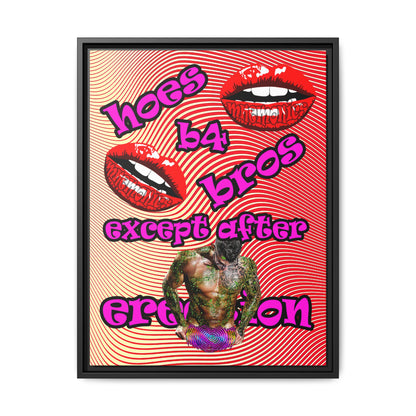 hoes b4 bros - framed canvas art (yellow-orange wave)