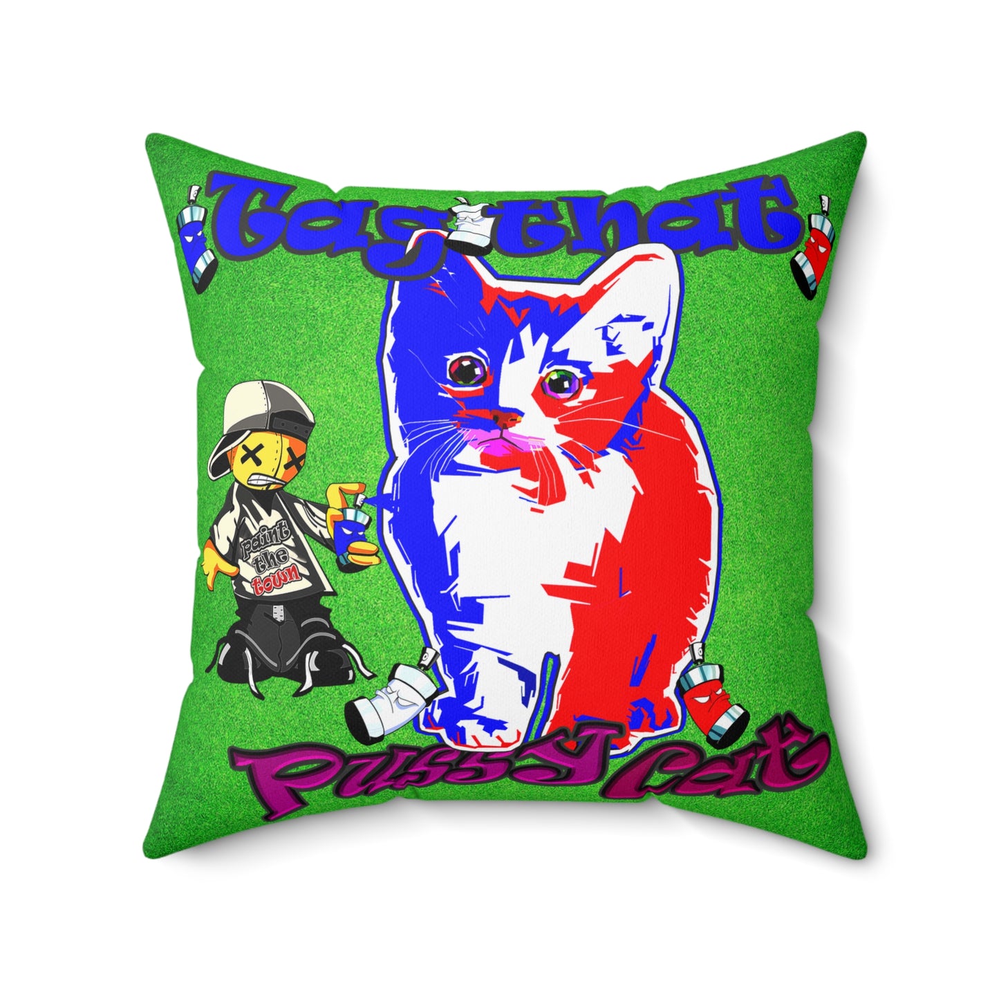 tag that - Spun Polyester Square Pillow - (green turf)