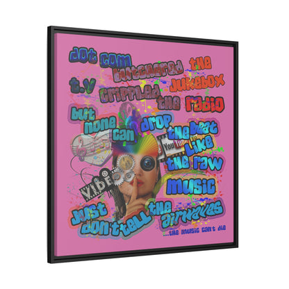 drop the beat - framed canvas art (light pink)