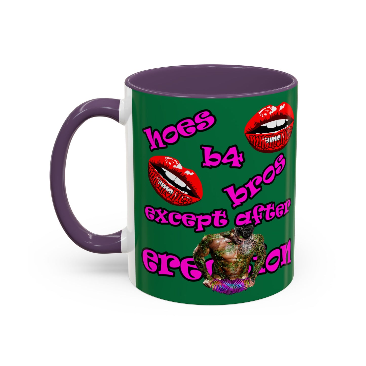 hoes b4 bros - Accent Mug (dark green)