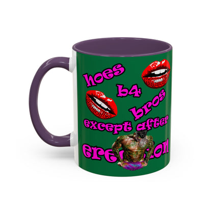 hoes b4 bros - Accent Mug (dark green)