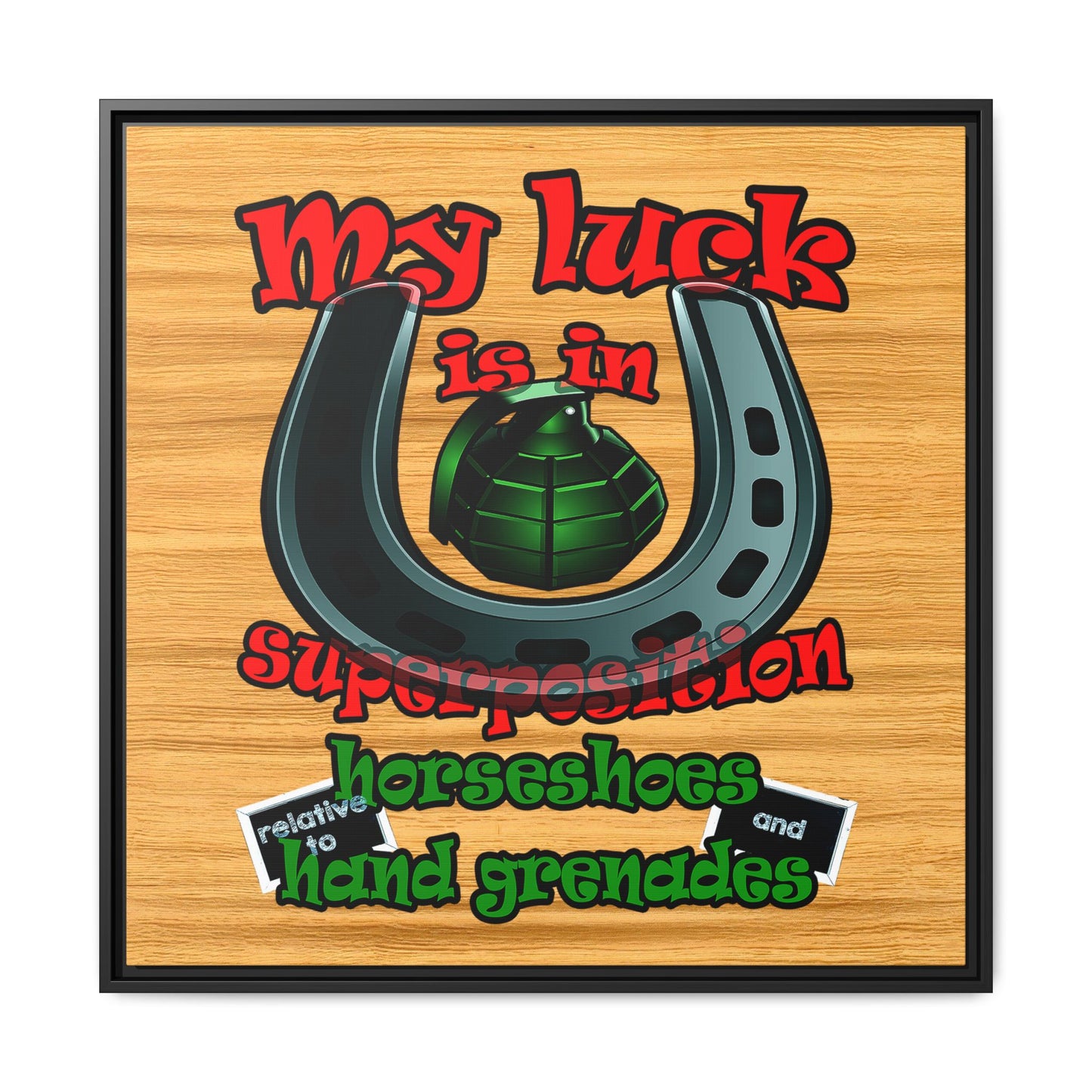 my luck - framed canvas art (butterscotch wood finish)