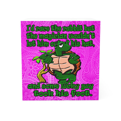 turtle race - note cube (pink swirl)