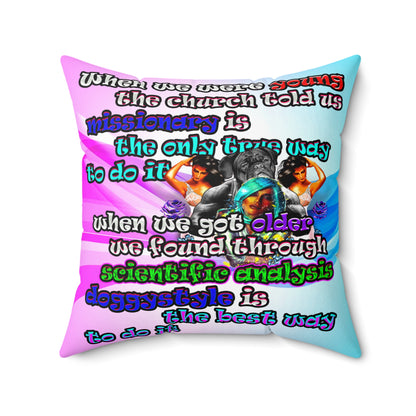 doggystyle - Spun Polyester Square Pillow - (light blue-pink wave)