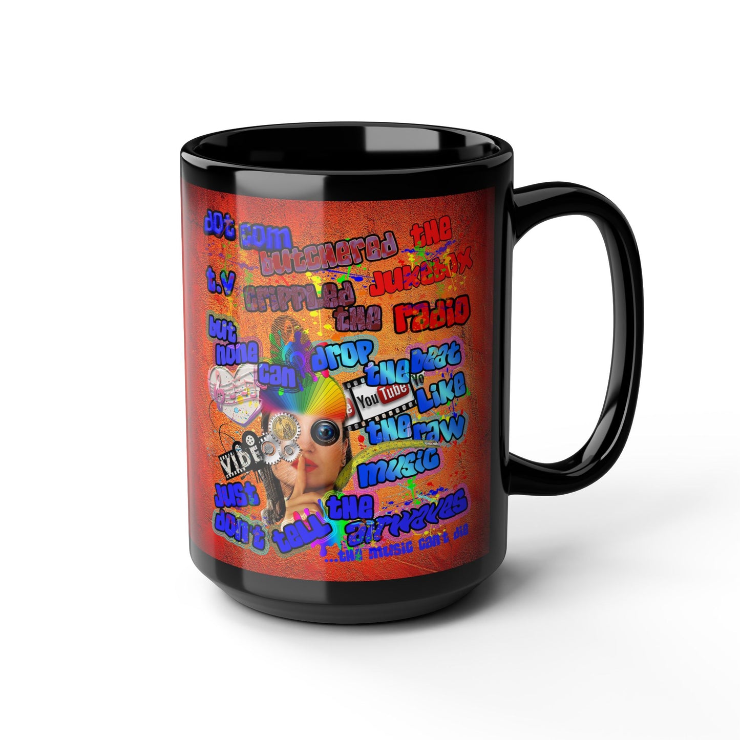 drop the beat - Black Mug (burnt orange)