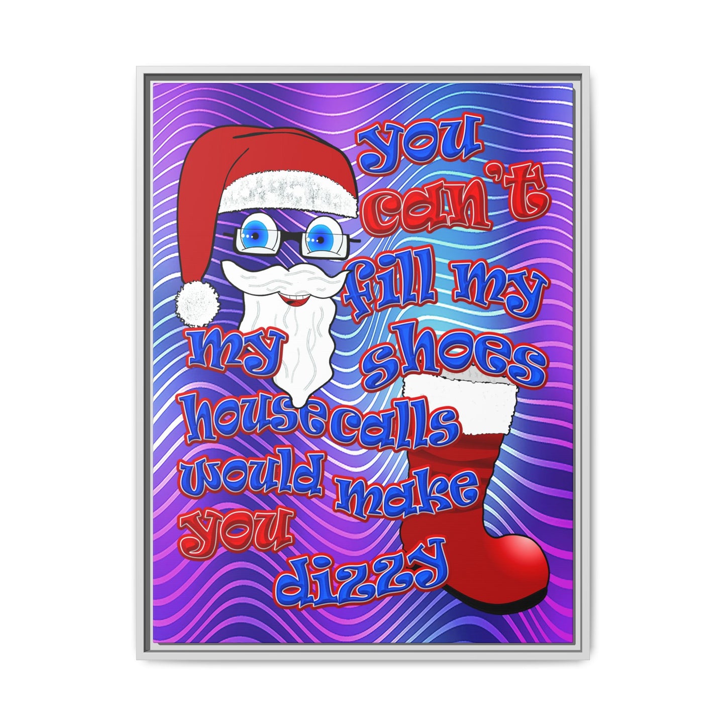 santa's shoes - framed canvas art (purple wave)