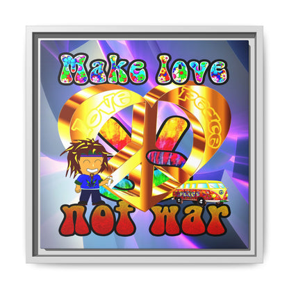 love peace - framed canvas art (grey-pink wave)