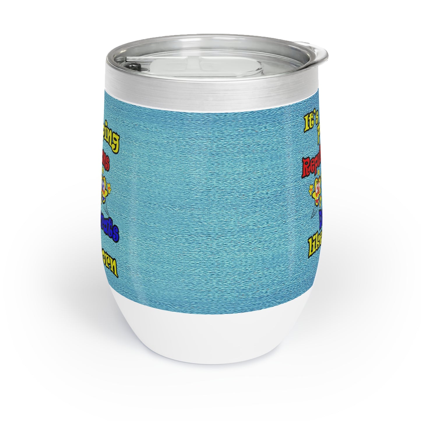 popping like popcorn - Chill Wine Tumbler (faded blue)