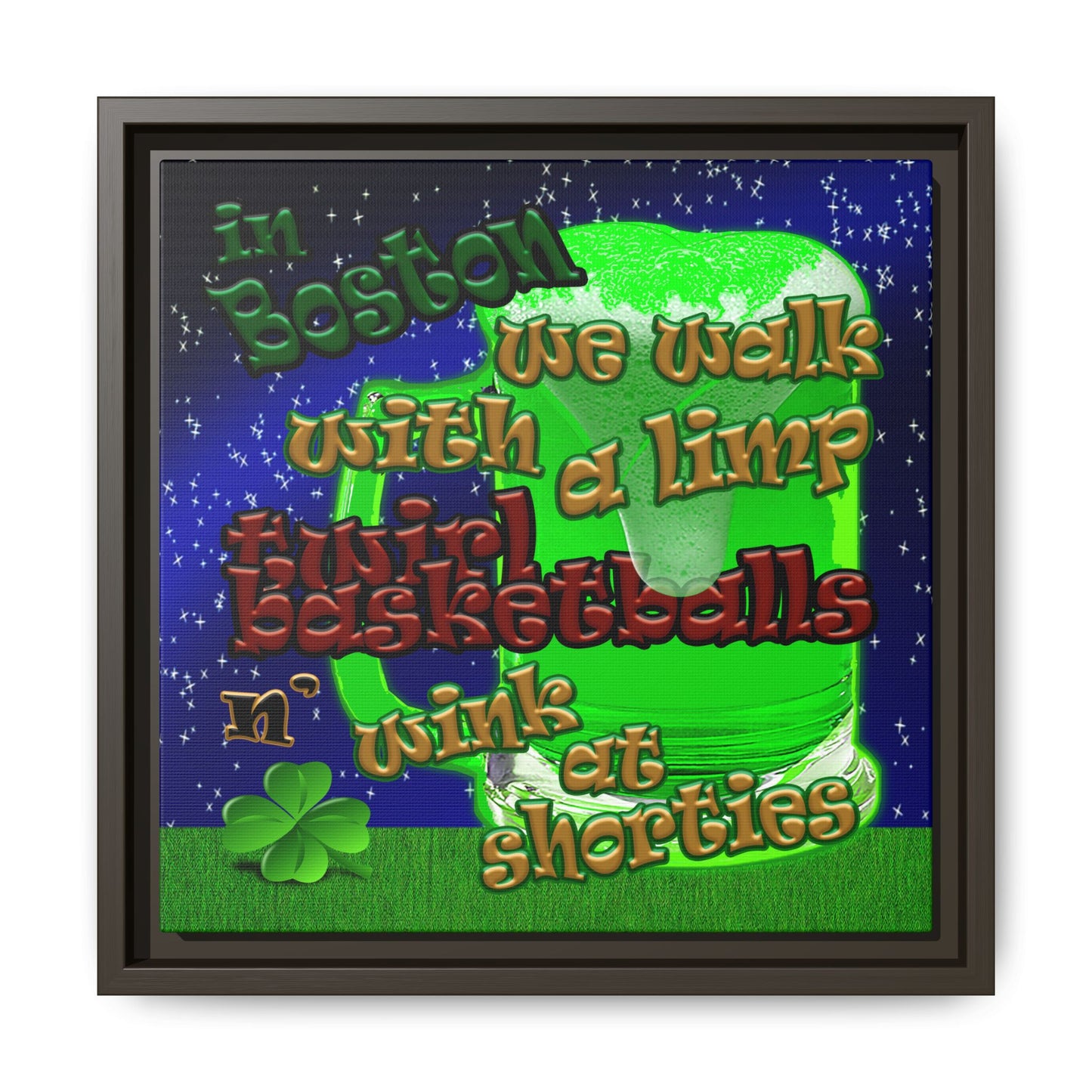 celtics logo - framed canvas art ('snoops' background)