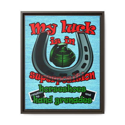 my luck - framed canvas art (faded blue)