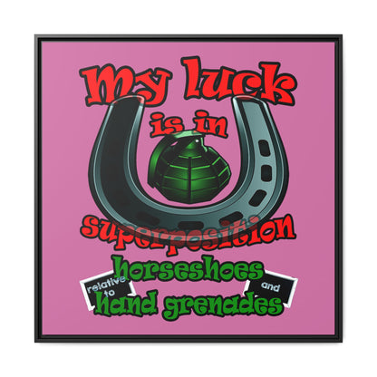my luck - framed canvas art (light pink)