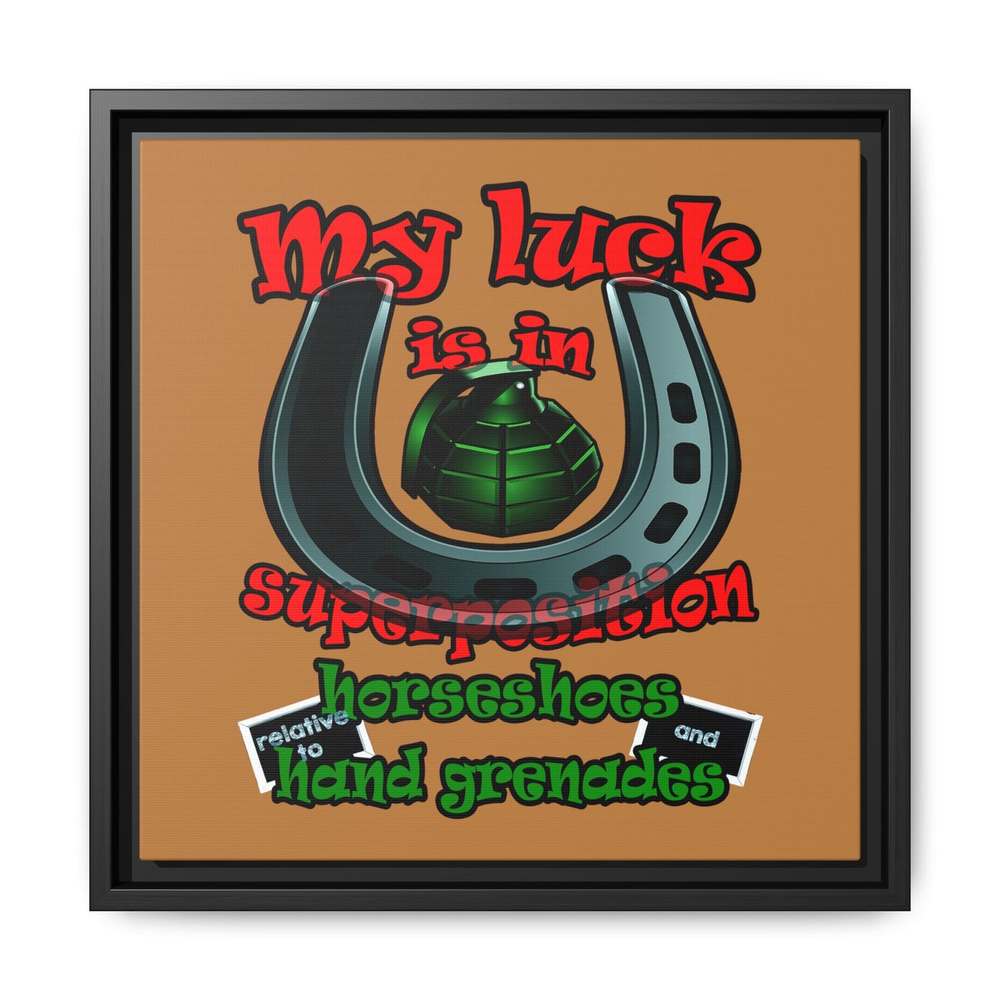 my luck - framed canvas art (light brown)