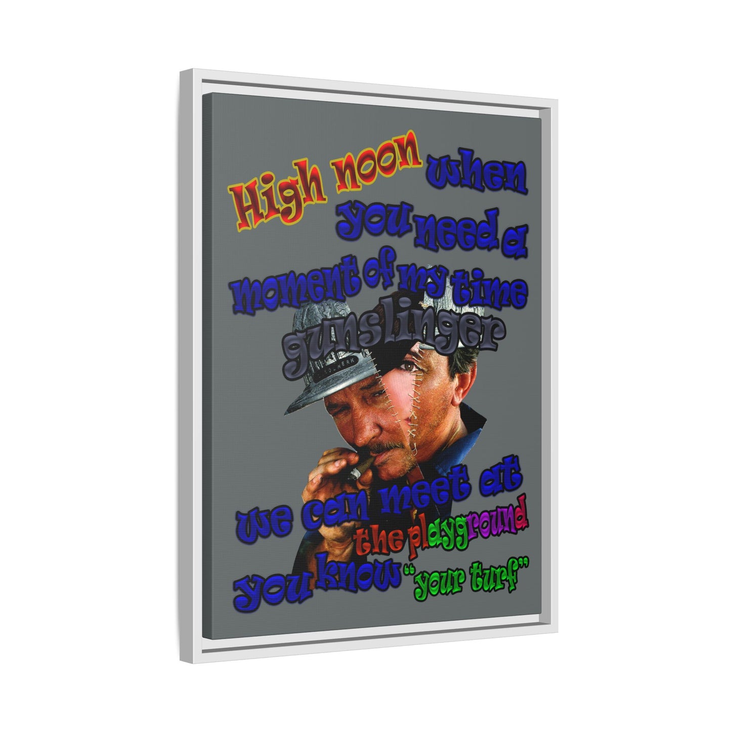 high noon - framed canvas art (dark grey)