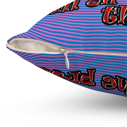 schrodinger's cat - Spun Polyester Square Pillow - (light blue-purple wave)