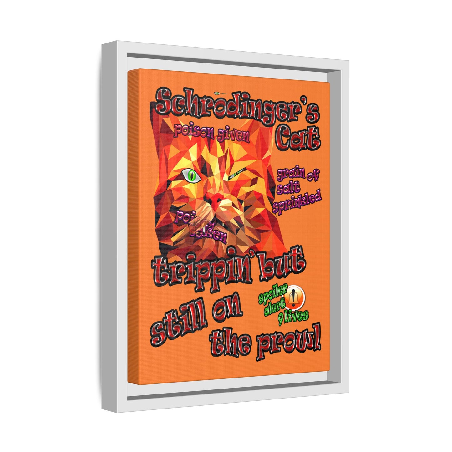 schrodinger's cat - framed canvas art (crusta)