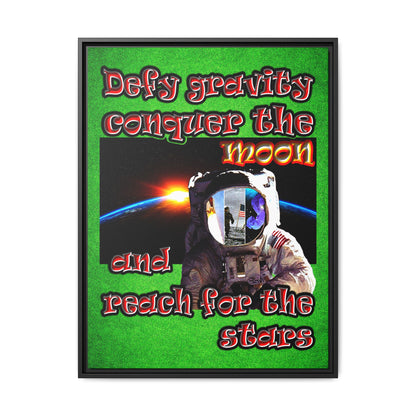 defy conquer reach - framed canvas art (green turf)
