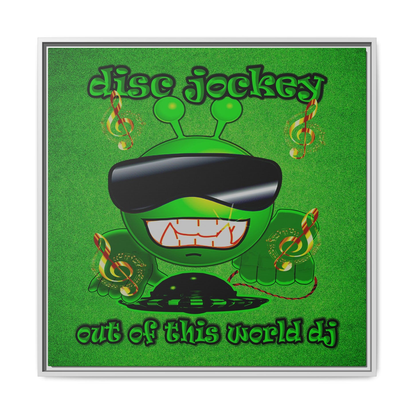 disc jockey - framed canvas art (green turf)