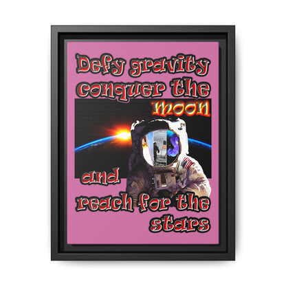defy conquer reach - framed canvas art (light pink)