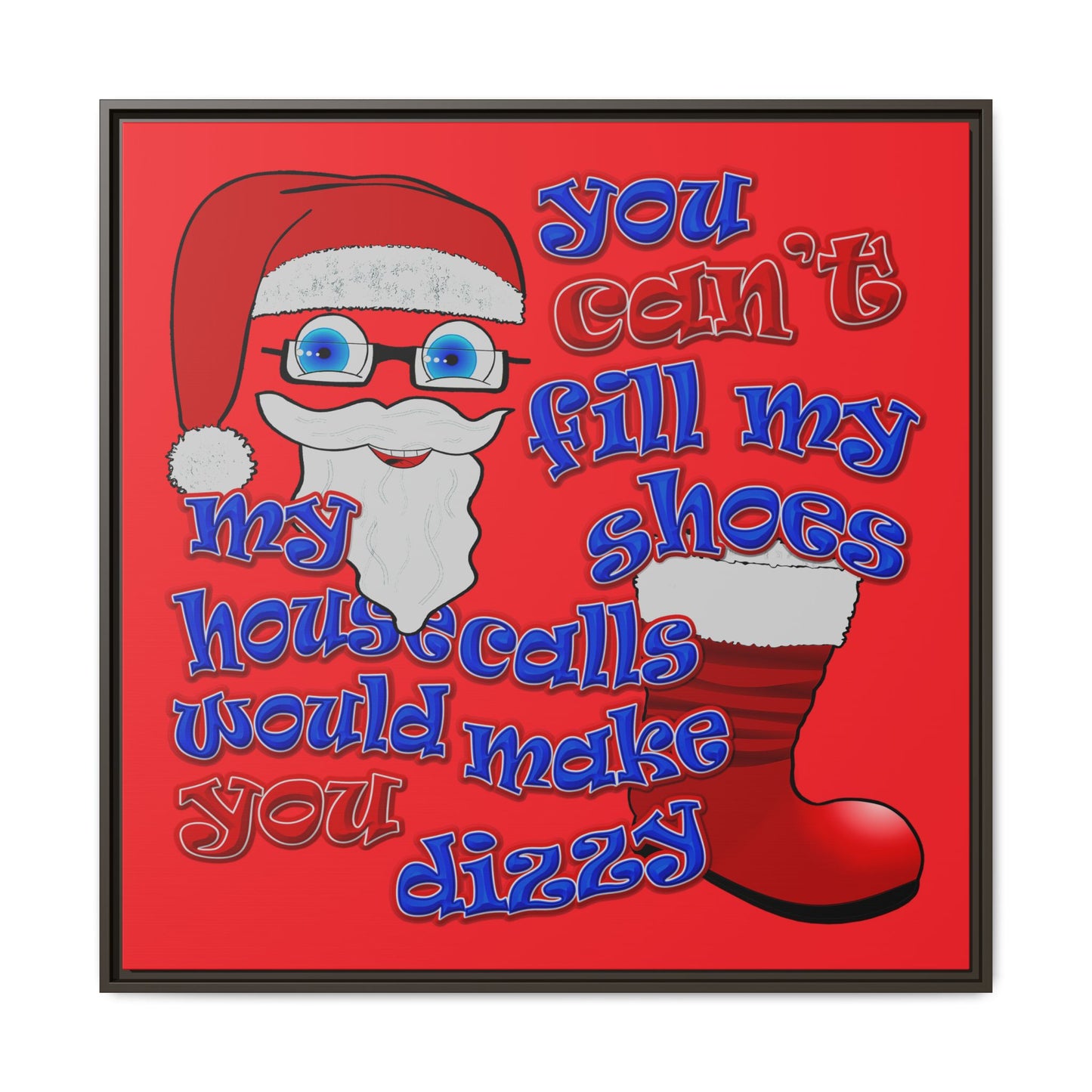 santa's shoes - framed canvas art (red)