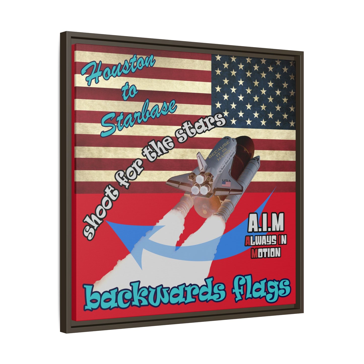 shoot for the stars - framed canvas art (dark red)