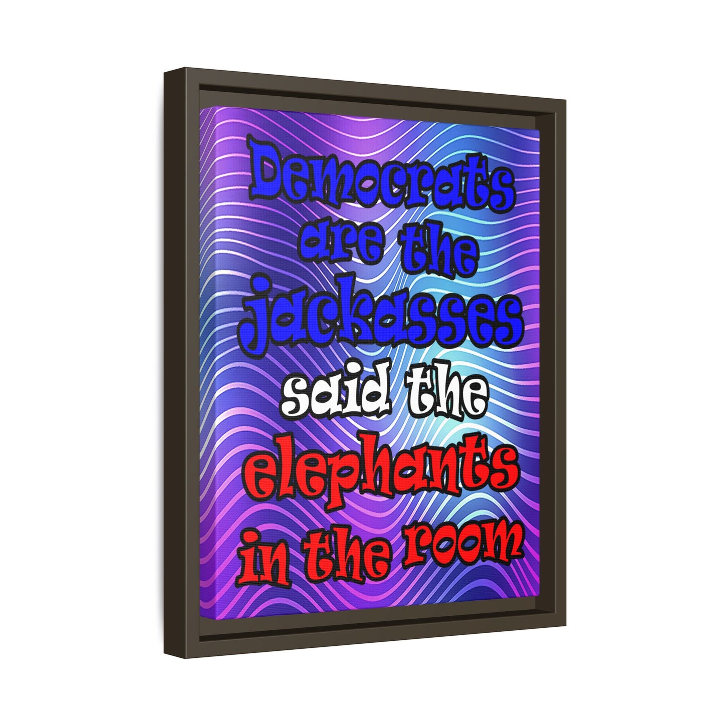 donkeys and elephants - framed canvas art (purple wave)