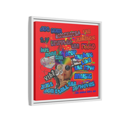 drop the beat - framed canvas art (red)