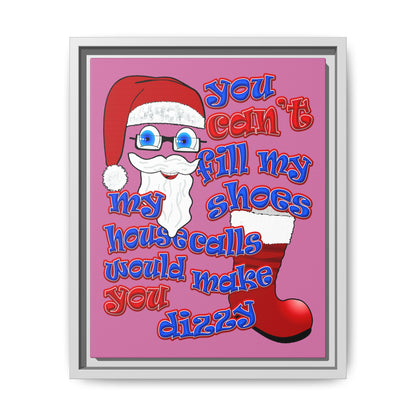santa's shoes - framed canvas art (light pink)