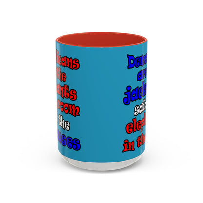 donkeys and elephants - Accent Mug (turquoise)