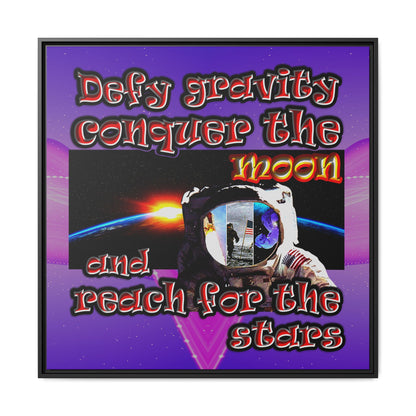 defy conquer reach - framed canvas art (purple-pink wave)