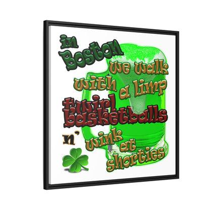 celtics logo - framed canvas art (white)