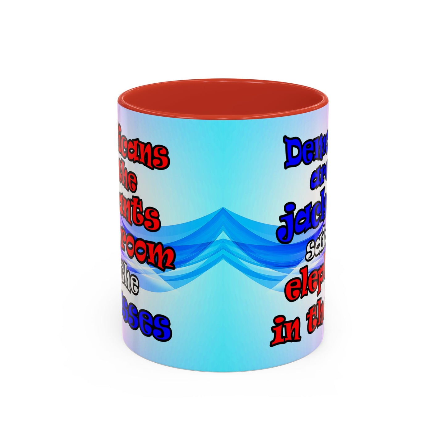 donkeys and elephants - Accent Mug (light blue-pink wave)