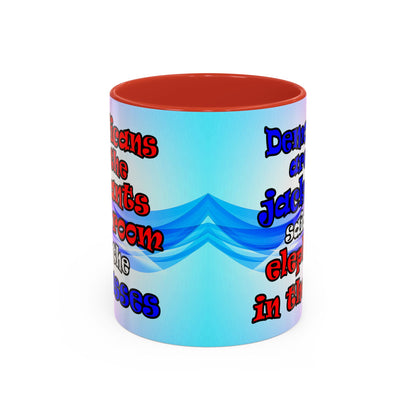 donkeys and elephants - Accent Mug (light blue-pink wave)
