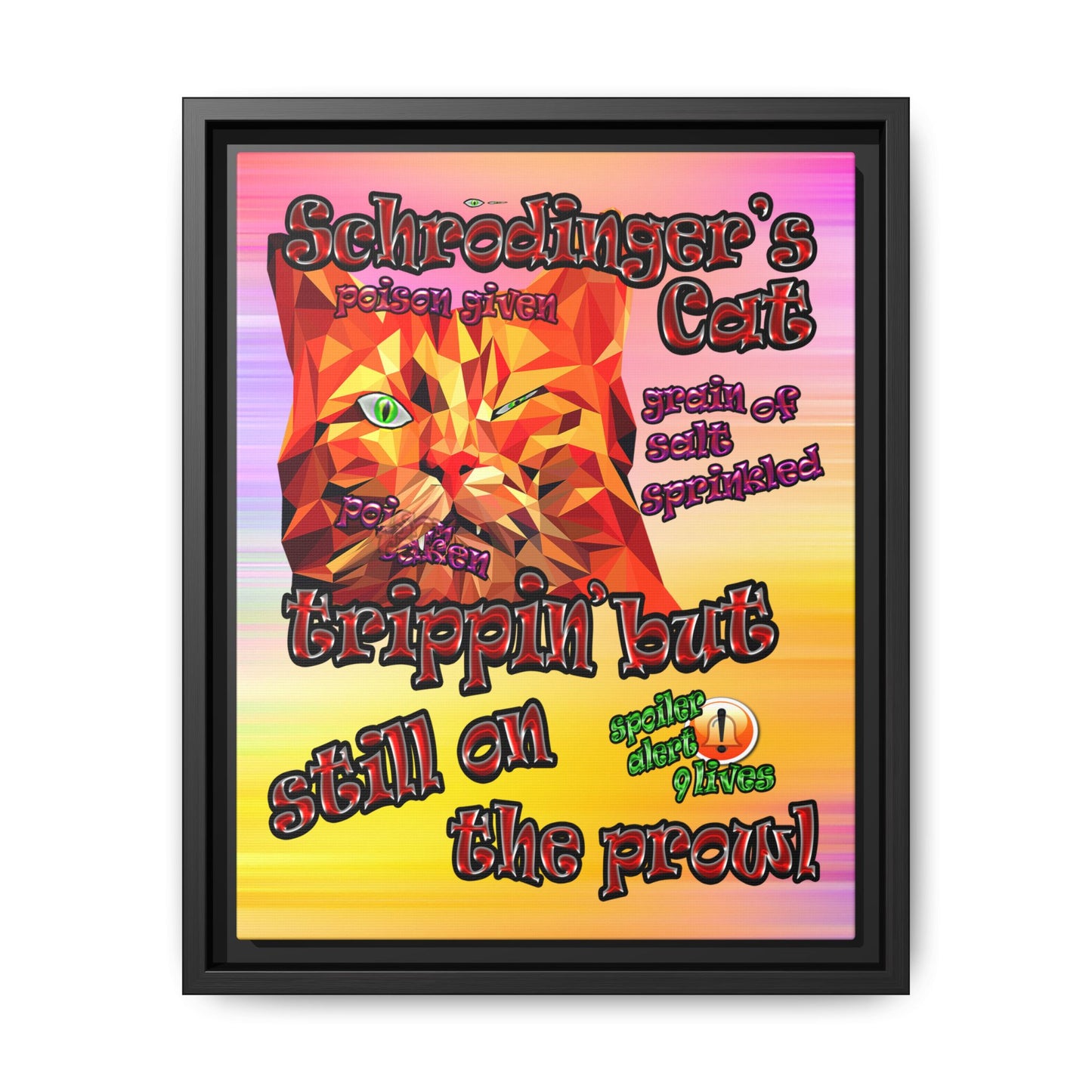 schrodinger's cat - framed canvas art (color blur)
