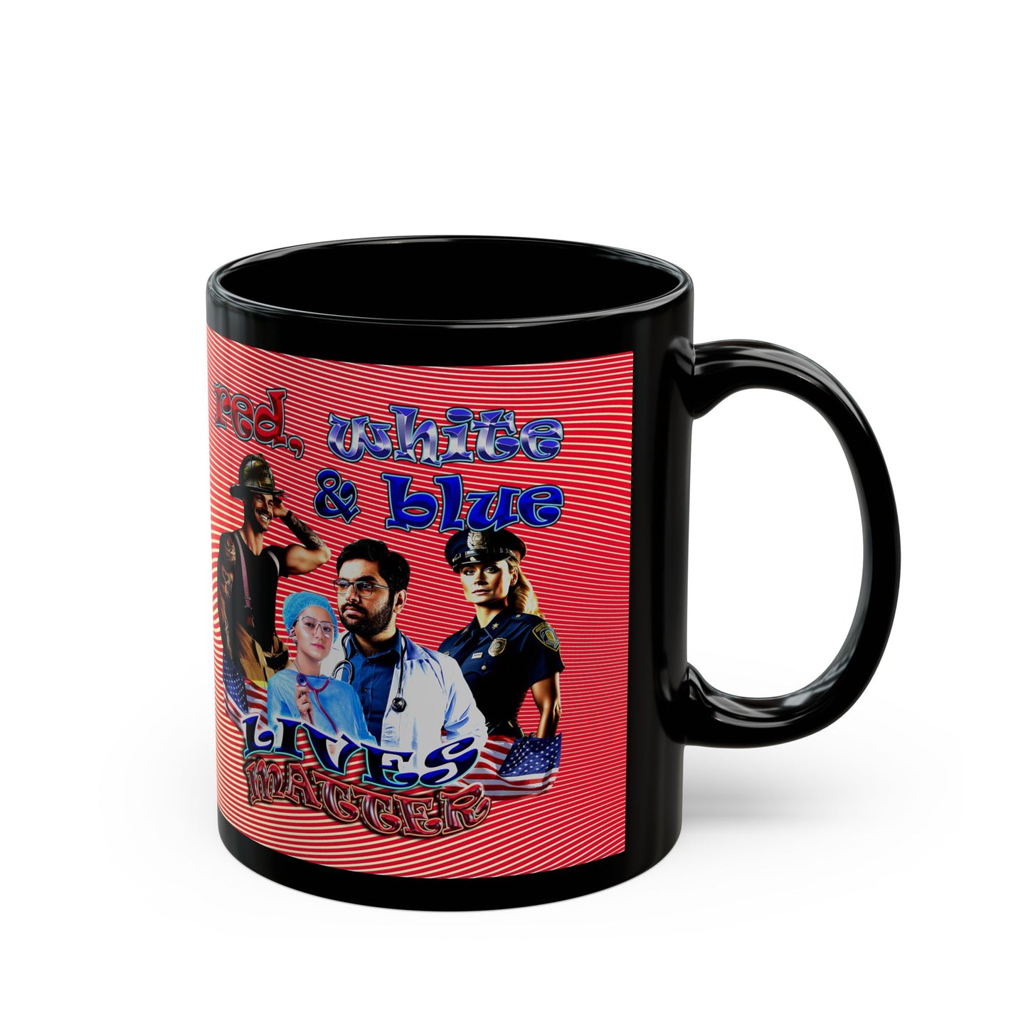 rw&b lives matter - Black Mug (yellow-orange wave)